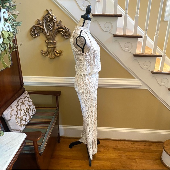 LuLu’s lace off white nude lined halter jumpsuit - Picture 8 of 11